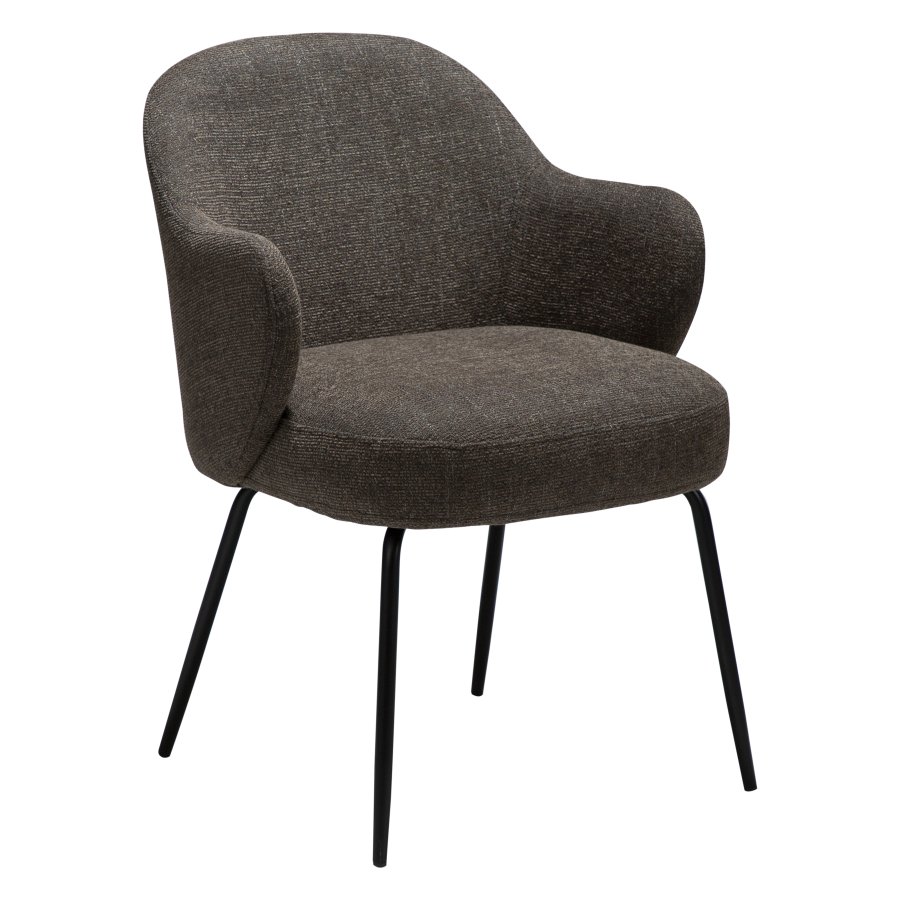 DANFORM Bae lnestol, m. armln - major brun boucléstof og sort stl