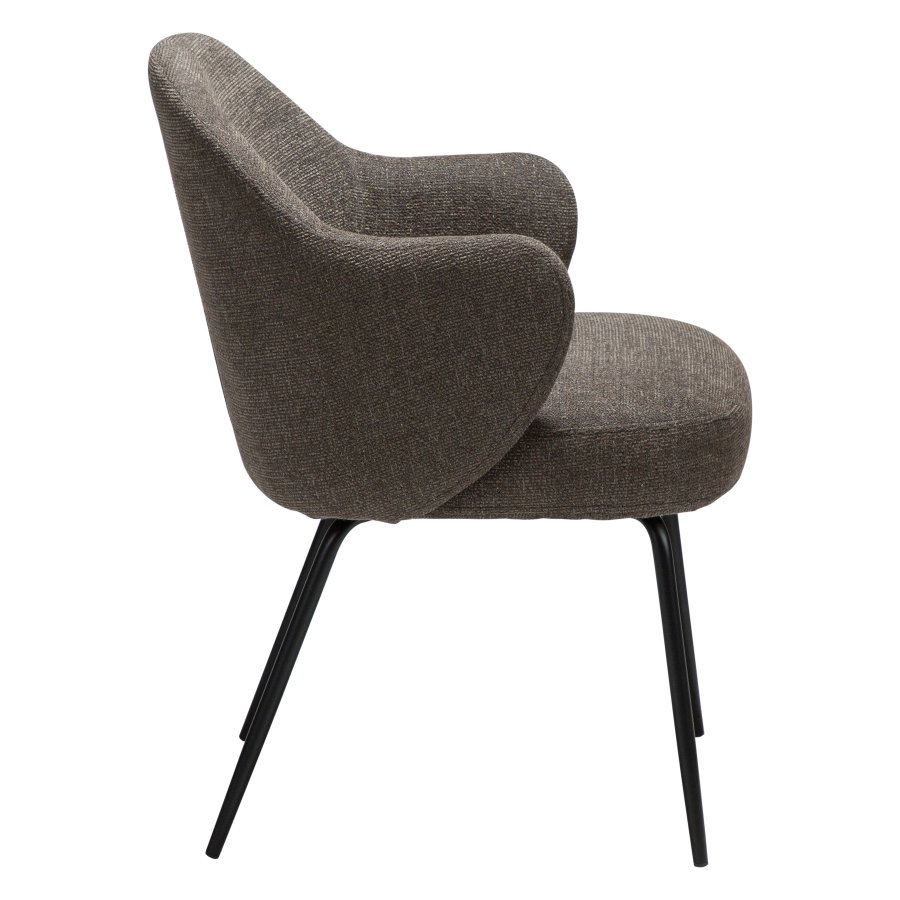 DANFORM Bae lnestol, m. armln - major brun boucléstof og sort stl