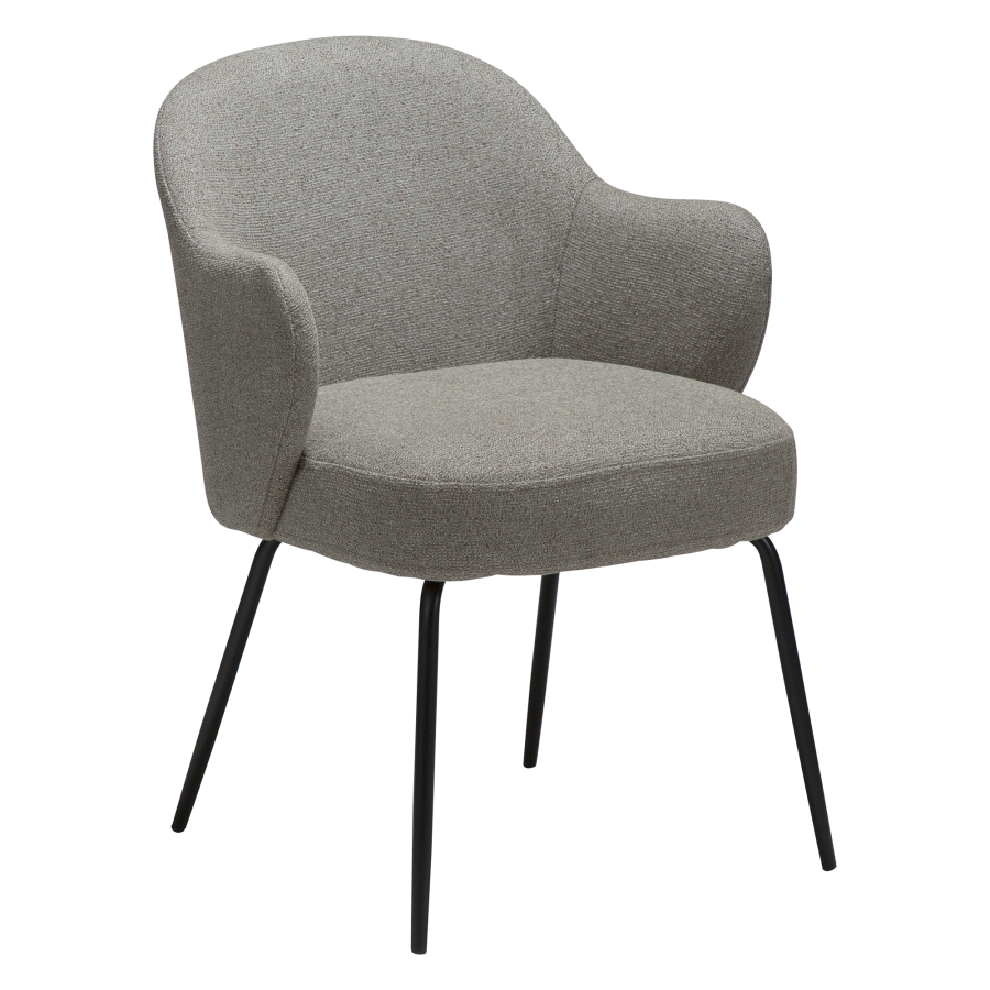 DANFORM Bae lnestol, m. armln - pebble earth boucléstof og sort stl