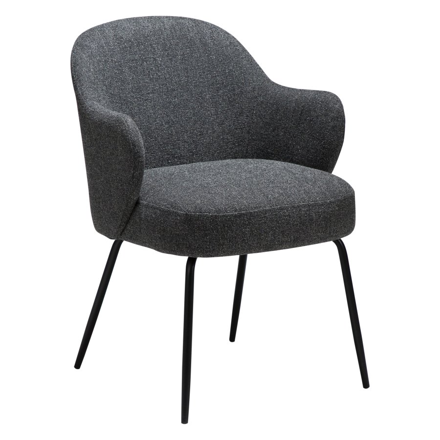 DANFORM Bae lnestol, m. armln - pebble gr boucléstof og sort stl