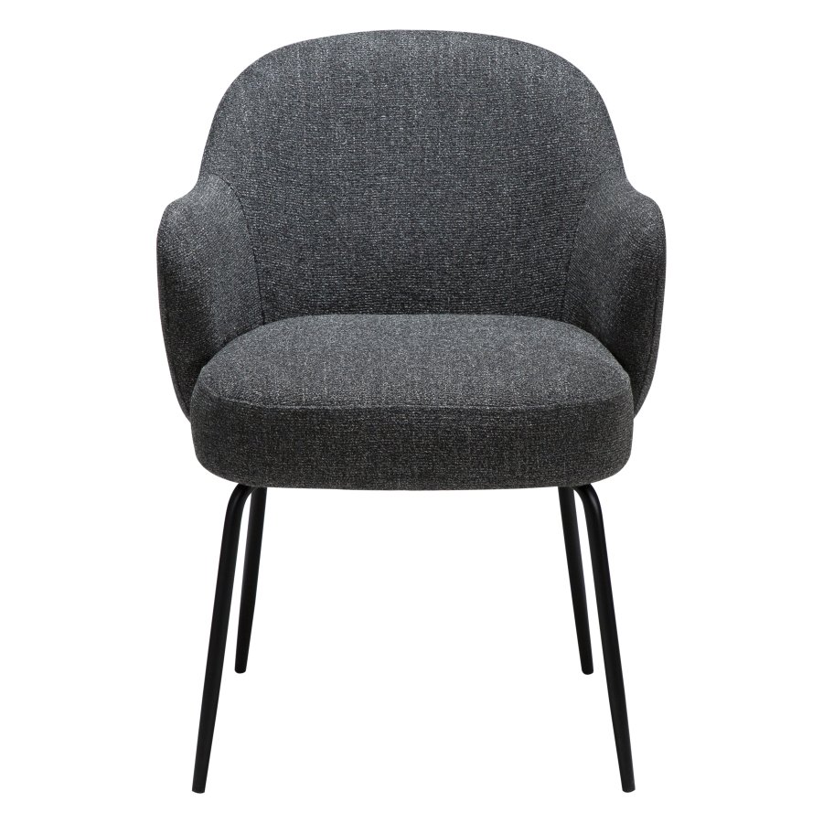 DANFORM Bae lnestol, m. armln - pebble gr boucléstof og sort stl