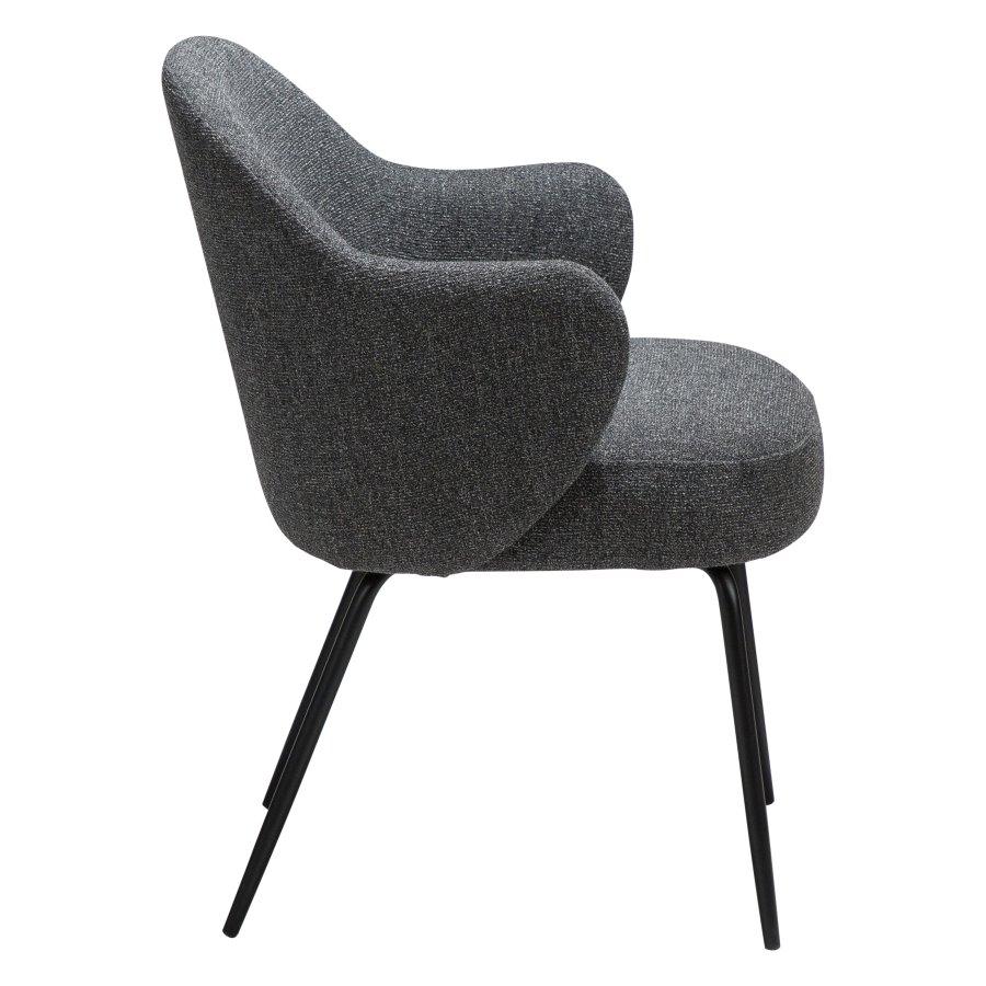 DANFORM Bae lnestol, m. armln - pebble gr boucléstof og sort stl