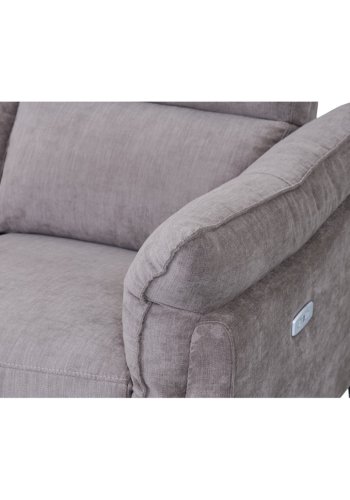 Barcelona 2 pers. sofa, m. recliner, indbygget fodskammel, USB-stik - beige stof og sort metal