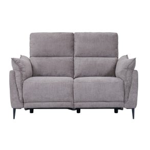 Barcelona 2 pers. sofa, m. recliner, indbygget fodskammel, USB-stik - beige stof og sort metal