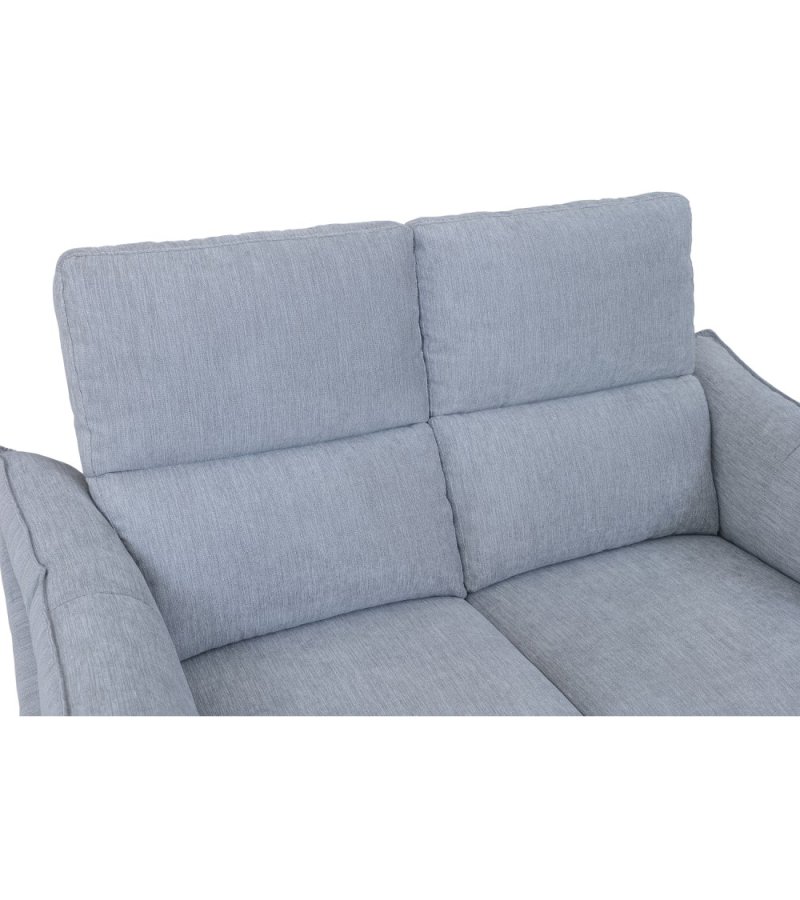 Barcelona 2 pers. sofa, m. recliner, indbygget fodskammel, USB-stik - lysegr stof og sort metal