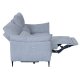 Barcelona 2 pers. sofa, m. recliner, indbygget fodskammel, USB-stik - lysegr stof og sort metal