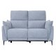 Barcelona 2 pers. sofa, m. recliner, indbygget fodskammel, USB-stik - lysegr stof og sort metal