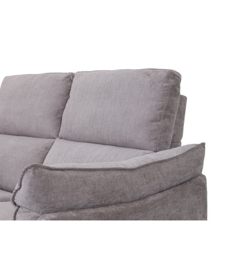 Barcelona 3 pers. sofa, m. recliner, indbygget fodskammel, USB-stik - beige stof og sort metal