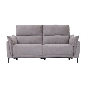 Barcelona 3 pers. sofa, m. recliner, indbygget fodskammel, USB-stik - beige stof og sort metal