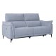Barcelona 3 pers. sofa, m. recliner, indbygget fodskammel, USB-stik - lysegr stof og sort metal