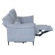 Barcelona 3 pers. sofa, m. recliner, indbygget fodskammel, USB-stik - lysegr stof og sort metal