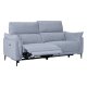 Barcelona 3 pers. sofa, m. recliner, indbygget fodskammel, USB-stik - lysegr stof og sort metal