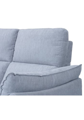 Barcelona 3 pers. sofa, m. recliner, indbygget fodskammel, USB-stik - lysegr stof og sort metal