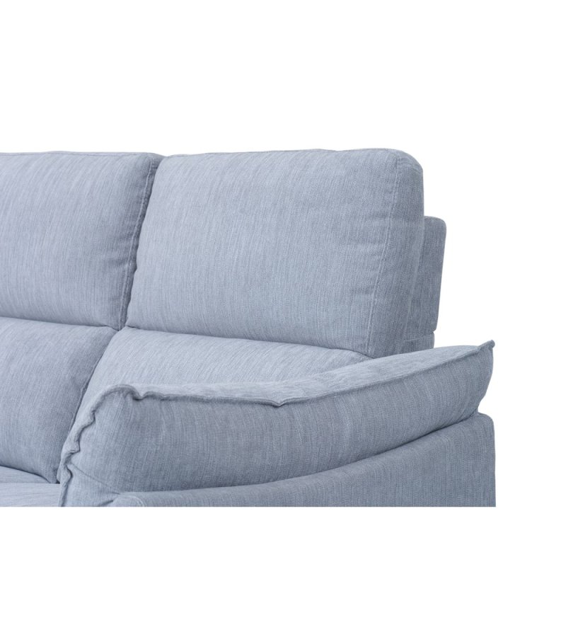 Barcelona 3 pers. sofa, m. recliner, indbygget fodskammel, USB-stik - lysegr stof og sort metal