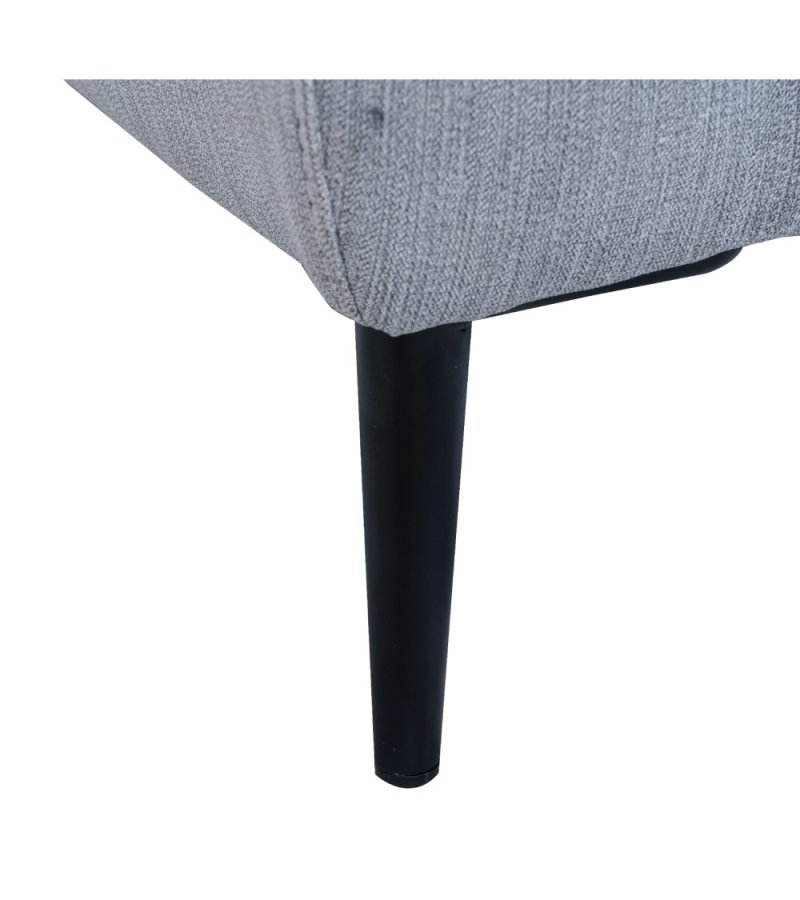 Barcelona 3 pers. sofa, m. recliner, indbygget fodskammel, USB-stik - lysegr stof og sort metal