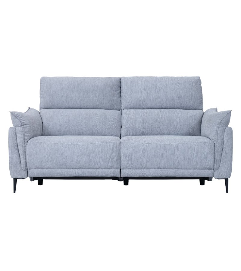 Barcelona 3 pers. sofa, m. recliner, indbygget fodskammel, USB-stik - lysegr stof og sort metal