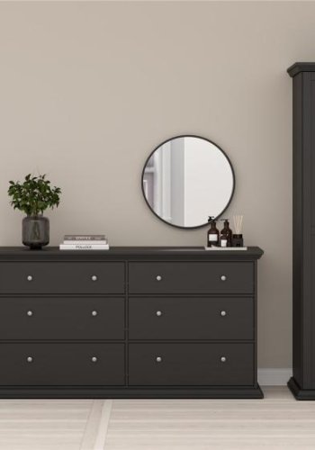 TVILUM North dobbeltkommode med 6 skuffer, mat sort, 163,3 x 51,6 x 88,2 cm