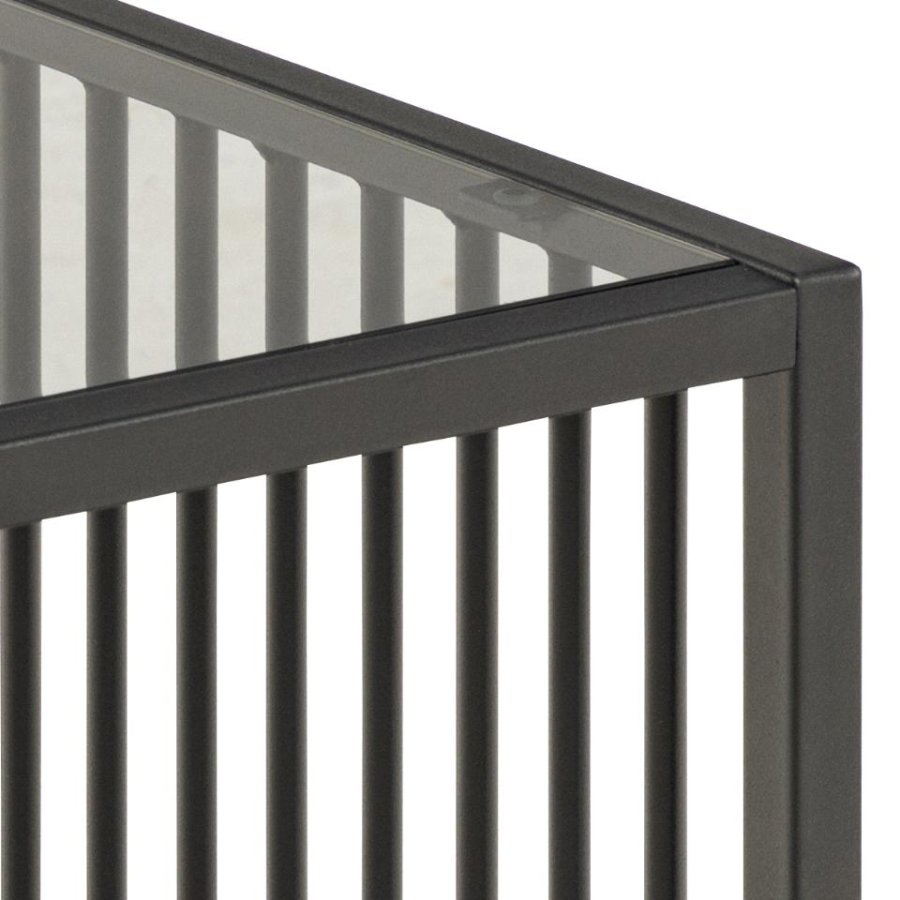 ACT NORDIC Strington sidebord, kvadratisk - rgfarvet glas og sort stl (40x40)