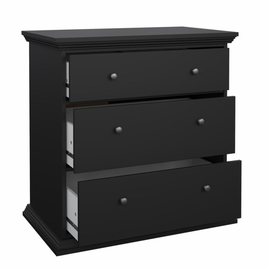 TVILUM North Chest med 3 skuffer, Matt Black, 86,3 x 51,6 x 88,2 cm