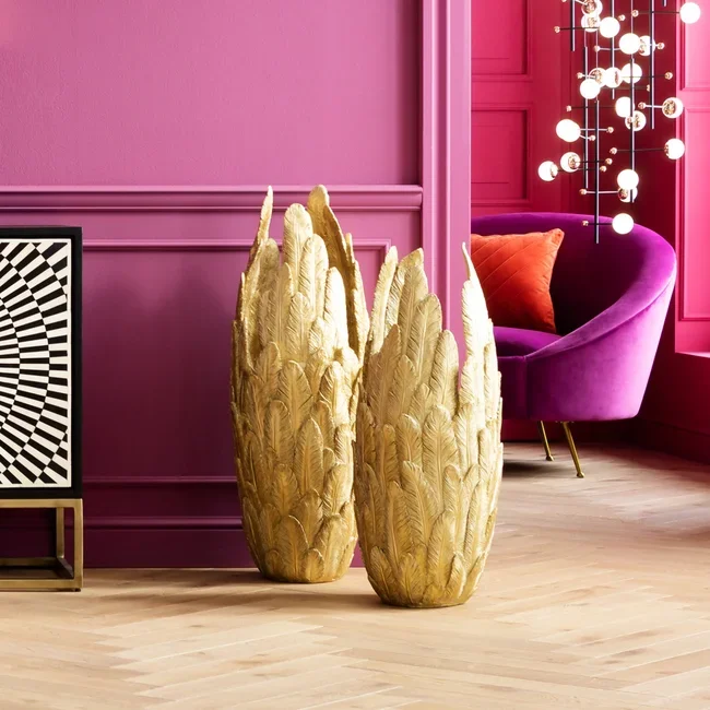 KARE DESIGN Feathers vase - guld polyresin (H:91cm)