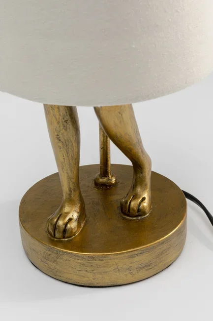 KARE DESIGN Animal Rabbit bordlampe - hvid linnedhr og guld polyresin/stl (H:50cm)