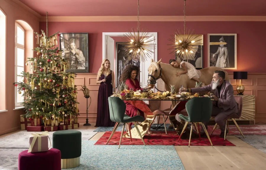 KARE DESIGN Gloria spisebord, rektangulr - klar glas og guld stl (200x100)