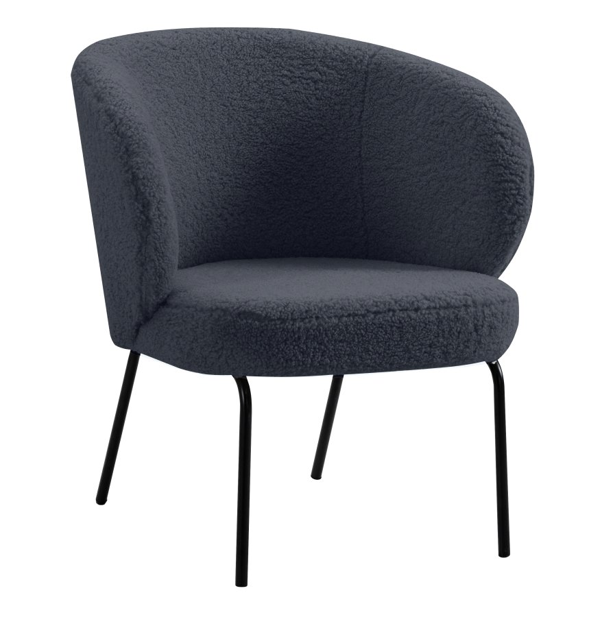 NORDLYS Bergen lnestol - gr uld og sort metal