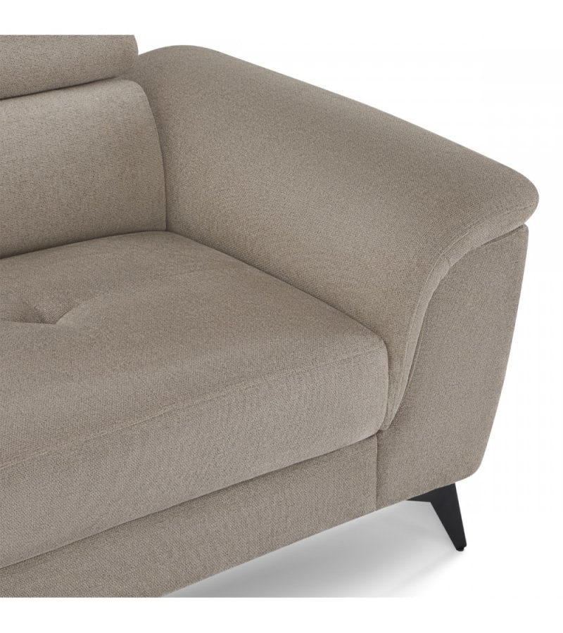 Betis venstre vendt hjrnesofa, m. 5 justerbare nakkepuder - brun stof og sort metal