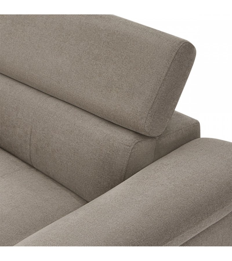 Betis venstre vendt hjrnesofa, m. 5 justerbare nakkepuder - brun stof og sort metal