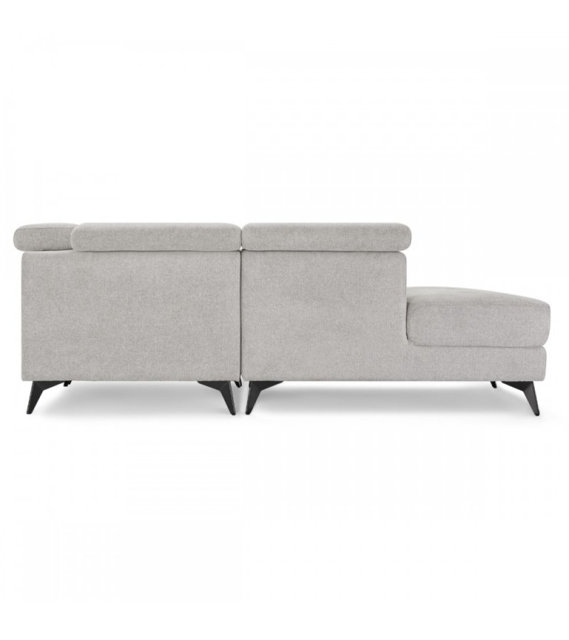 Betis venstre vendt hjrnesofa, m. 5 justerbare nakkepuder - gr stof og sort metal