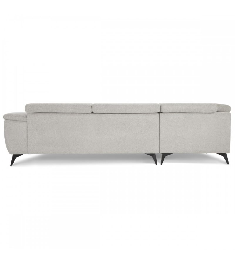 Betis venstre vendt hjrnesofa, m. 5 justerbare nakkepuder - gr stof og sort metal