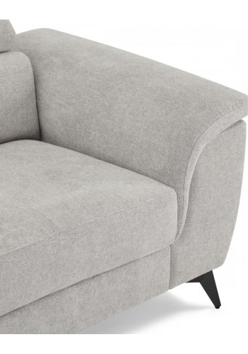 Betis venstre vendt hjrnesofa, m. 5 justerbare nakkepuder - gr stof og sort metal