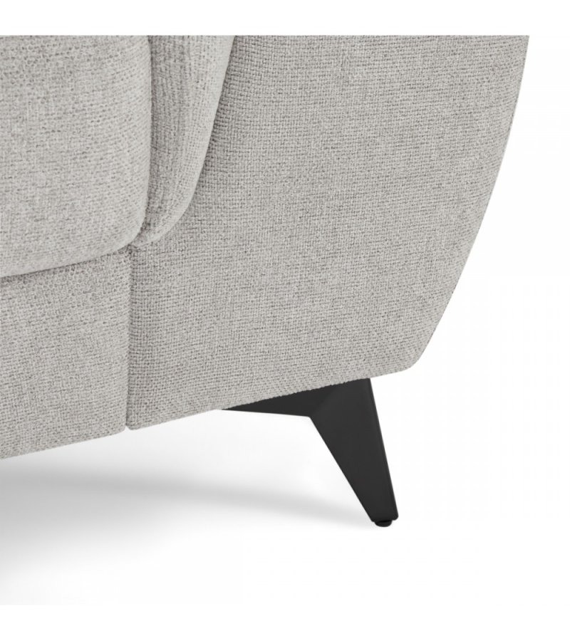 Betis venstre vendt hjrnesofa, m. 5 justerbare nakkepuder - gr stof og sort metal