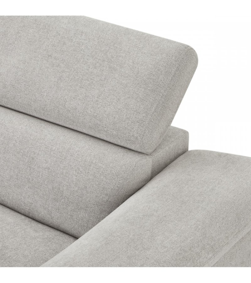 Betis venstre vendt hjrnesofa, m. 5 justerbare nakkepuder - gr stof og sort metal