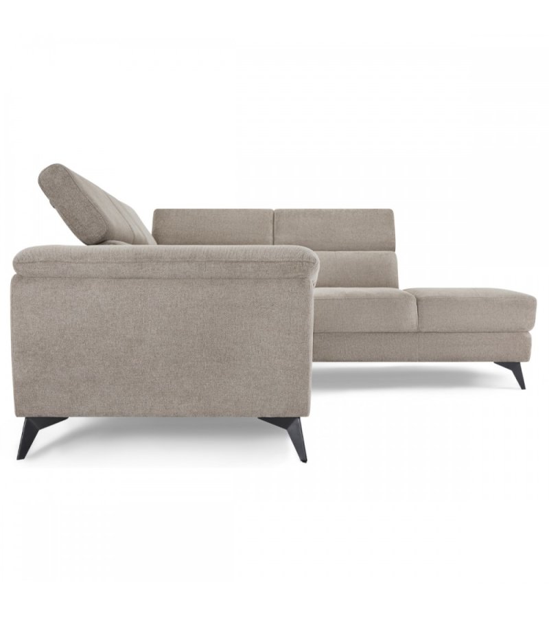 Betis hjre vendt hjrnesofa, m. 5 justerbare nakkepuder - brun stof og sort metal