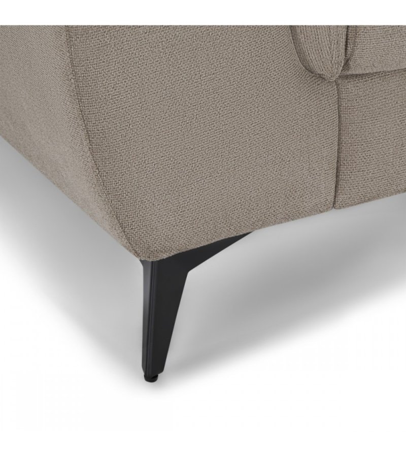 Betis hjre vendt hjrnesofa, m. 5 justerbare nakkepuder - brun stof og sort metal