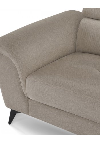 Betis hjre vendt hjrnesofa, m. 5 justerbare nakkepuder - brun stof og sort metal