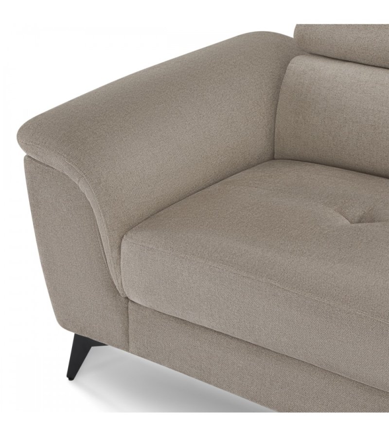 Betis hjre vendt hjrnesofa, m. 5 justerbare nakkepuder - brun stof og sort metal