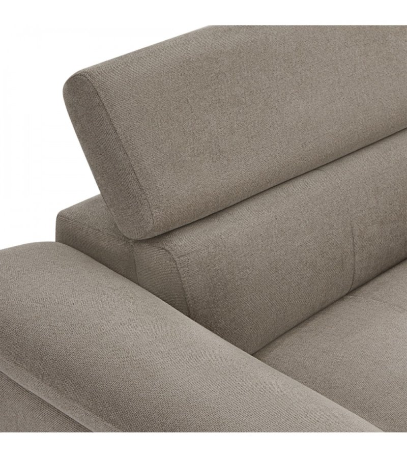 Betis hjre vendt hjrnesofa, m. 5 justerbare nakkepuder - brun stof og sort metal