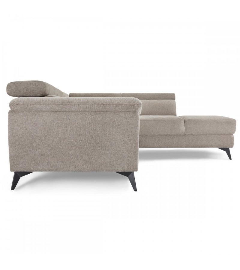 Betis hjre vendt hjrnesofa, m. 5 justerbare nakkepuder - brun stof og sort metal