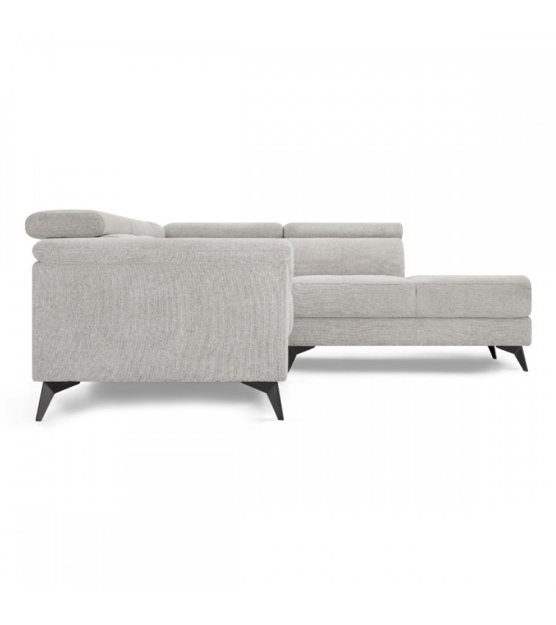 Betis hjre vendt hjrnesofa, m. 5 justerbare nakkepuder - gr stof og sort metal