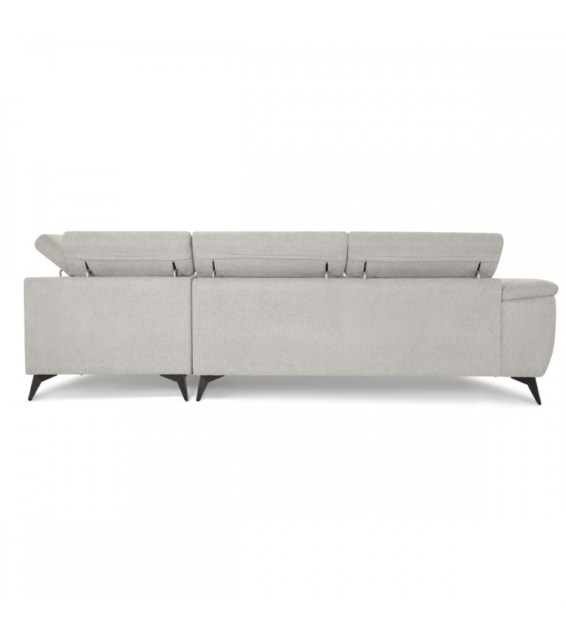 Betis hjre vendt hjrnesofa, m. 5 justerbare nakkepuder - gr stof og sort metal