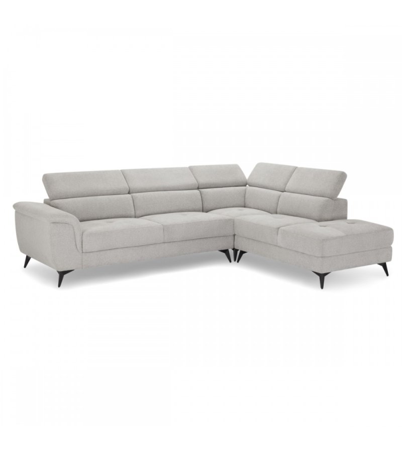 Betis hjre vendt hjrnesofa, m. 5 justerbare nakkepuder - gr stof og sort metal