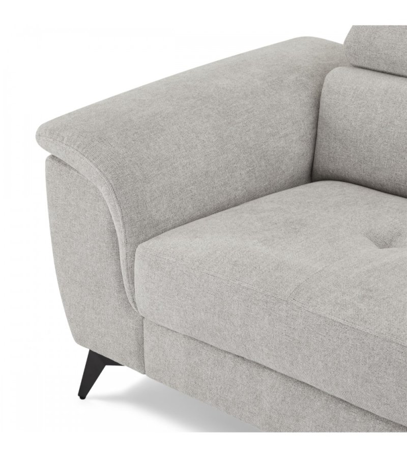 Betis hjre vendt hjrnesofa, m. 5 justerbare nakkepuder - gr stof og sort metal