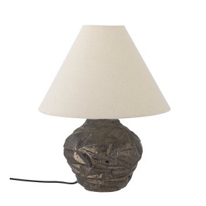 BLOOMINGVILLE Carolla bordlampe - beige stof og brun stentj