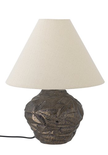 BLOOMINGVILLE Carolla bordlampe - beige stof og brun stentj