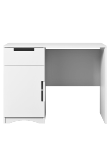 Classic brneskrivebord, m. 1 lge, 1 skuffe og 1 hylde - hvid laminat (100x60)