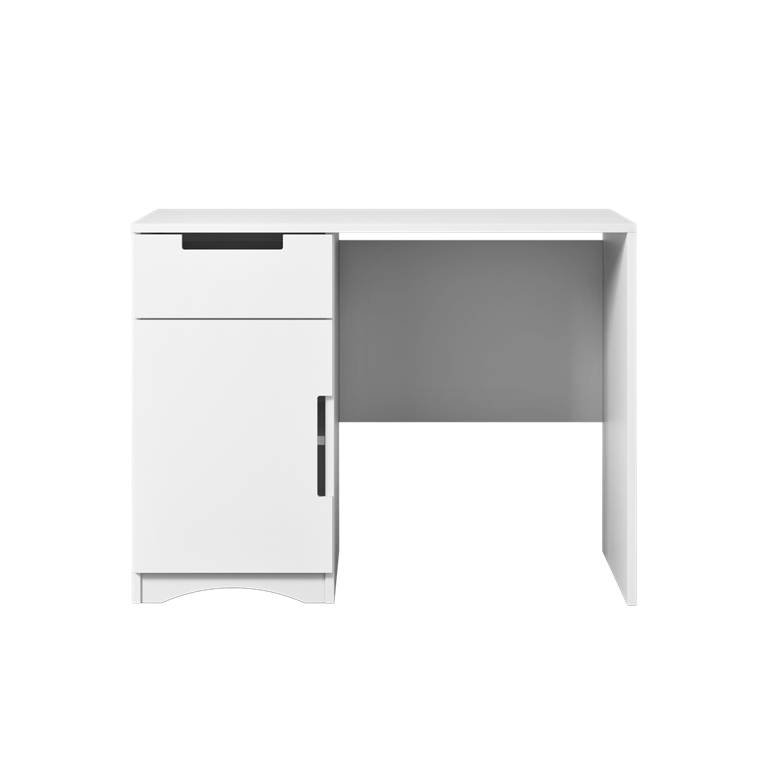 Classic brneskrivebord, m. 1 lge, 1 skuffe og 1 hylde - hvid laminat (100x60)