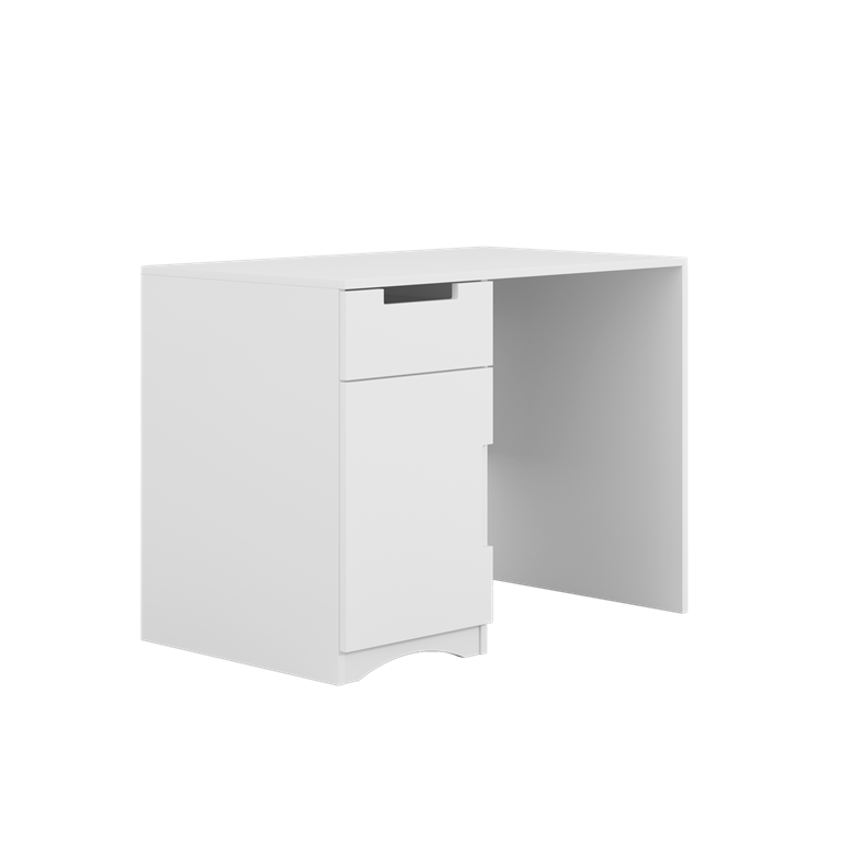 Classic brneskrivebord, m. 1 lge, 1 skuffe og 1 hylde - hvid laminat (100x60)