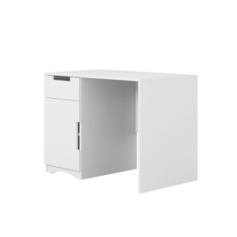 Classic brneskrivebord, m. 1 lge, 1 skuffe og 1 hylde - hvid laminat (100x60)